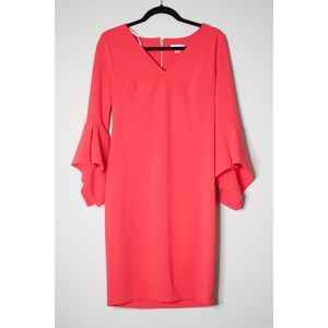 Calvin Klein Pink Bell Sleeve Dressy Dress